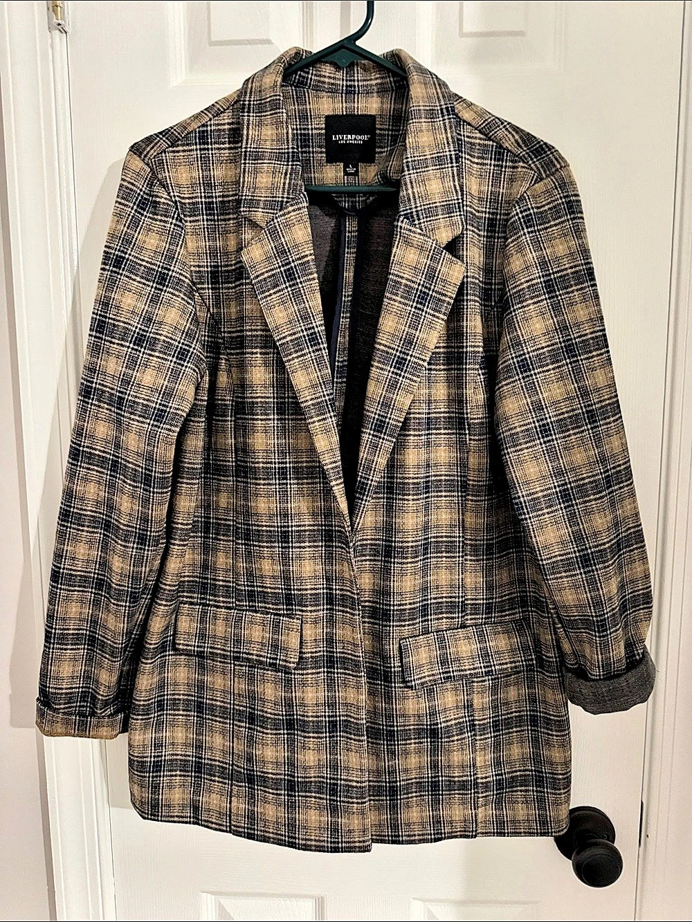 Liverpool Los Angeles Plaid Boyfriend Blazer Women's Large Like New